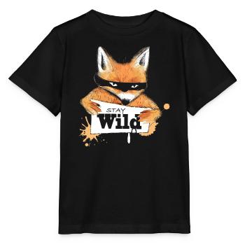 Fuchs mit einer Nachricht - Stanley/Stella Kinder T-Shirt MINI CREATOR  - Schwarz - Vorne - Mikhail (115cm)