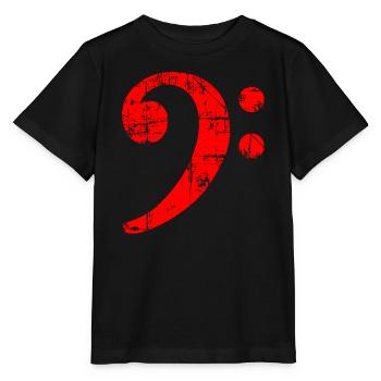Bass Clef Vintage Musical Symbols Design (Rouge) - T-shirt bio MINI CREATOR Stanley/Stella Enfant - noir - Devant - Mikhail (115cm)
