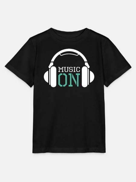 Auriculares Música Amor DJ Techno Hip Hop Logo icono - Camiseta para niños MINI CREATOR de Stanley/Stella - negro
