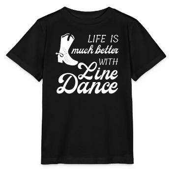 Geschenkidee: Live is much better with Line Dance - Stanley/Stella Kinder T-Shirt MINI CREATOR  - Schwarz - Vorne - Mikhail (115cm)