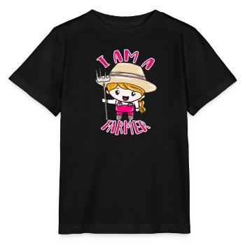 Ich bin Farmerin – Fröhliche Hofheldin - Stanley/Stella Kinder T-Shirt MINI CREATOR  - Schwarz - Vorne - Mikhail (115cm)