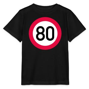 80 ans Attention ! Panneau de signalisation 80 km/h - T-shirt bio MINI CREATOR Stanley/Stella Enfant - noir - Devant - Mikhail (115cm)