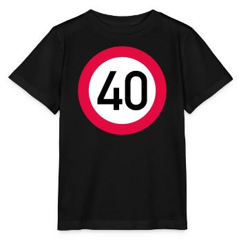 40 ans Attention ! Panneau de signalisation 40 km/h - T-shirt bio MINI CREATOR Stanley/Stella Enfant - noir - Devant - Mikhail (115cm)