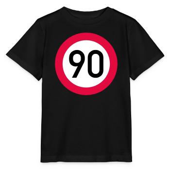 90 ans Attention ! Panneau de signalisation 90 km/h - T-shirt bio MINI CREATOR Stanley/Stella Enfant - noir - Devant - Mikhail (115cm)
