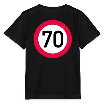 70 ans Attention ! Panneau de signalisation 70 km/h - T-shirt bio MINI CREATOR Stanley/Stella Enfant - noir - Devant - Mikhail (115cm)