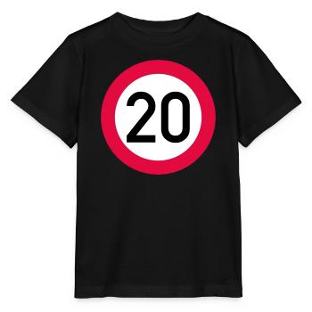 20. Geburtstag Achtung! Verkehrsschild 20 Km/h - Stanley/Stella Kinder T-Shirt MINI CREATOR  - Schwarz - Vorne - Mikhail (115cm)