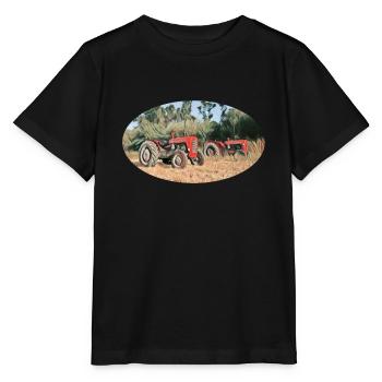 Rote Traktoren im Feld - Stanley/Stella Kinder T-Shirt MINI CREATOR  - Schwarz - Vorne - Mikhail (115cm)