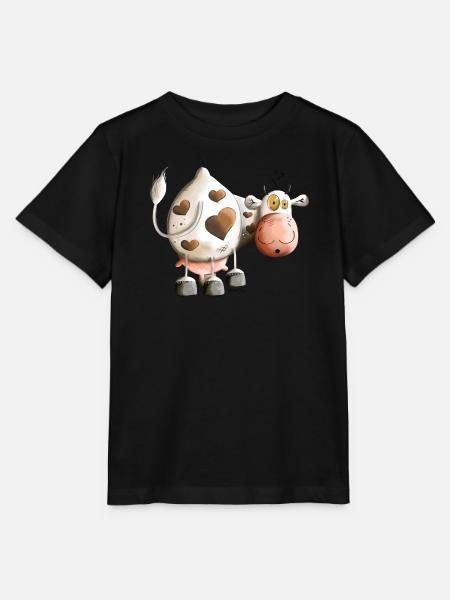 Kuh mit Herz - Stanley/Stella Kinder T-Shirt MINI CREATOR - Schwarz