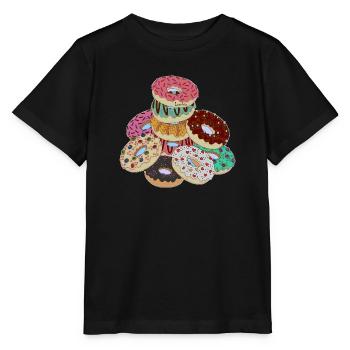 Pyramide der Regenbogen-Donuts - Stanley/Stella Kinder T-Shirt MINI CREATOR  - Schwarz - Vorne - Mikhail (115cm)