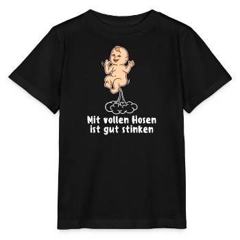 Windel Volle Hosen Stinken Lustig Spruch Humorvoll - Stanley/Stella Kinder T-Shirt MINI CREATOR  - Schwarz - Vorne - Mikhail (115cm)