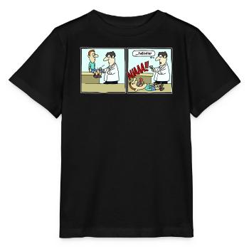 Fussballer Comic Cartoon Fussball Lustig Witzig - Stanley/Stella Kinder T-Shirt MINI CREATOR  - Schwarz - Vorne - Mikhail (115cm)