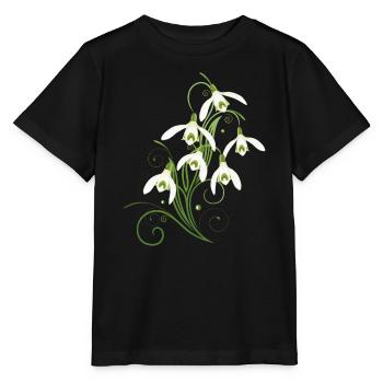 Fleurs de perce-neige. Le printemps arrive. - T-shirt bio MINI CREATOR Stanley/Stella Enfant - noir - Devant - Mikhail (115cm)