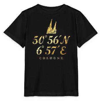 Köln Kölner Dom Koordinaten - Stanley/Stella Kinder T-Shirt MINI CREATOR  - Schwarz - Vorne - Mikhail (115cm)