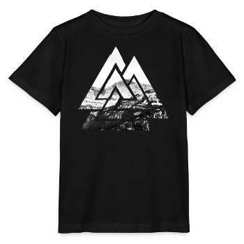 Valknut, symbole d’Odin - Avec montagne - T-shirt bio MINI CREATOR Stanley/Stella Enfant - noir - Devant - Mikhail (115cm)