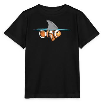 Clownfisch mit Haifischflossen Kostüm - Stanley/Stella Kinder T-Shirt MINI CREATOR  - Schwarz - Vorne - Mikhail (115cm)