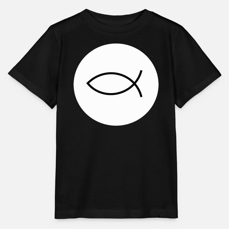 Jésus poisson noir blanc ichthys poisson poisson poisson - T-shirt bio MINI CREATOR Stanley/Stella Enfant - noir