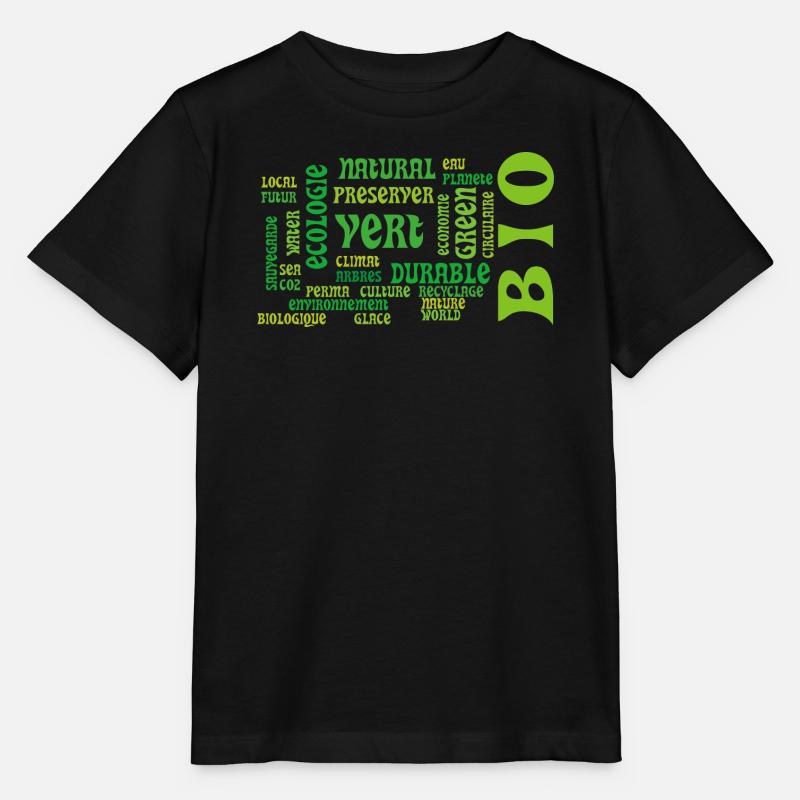 Bio et Ecologie : nuage vert de mots clés - T-shirt bio MINI CREATOR Stanley/Stella Enfant - noir