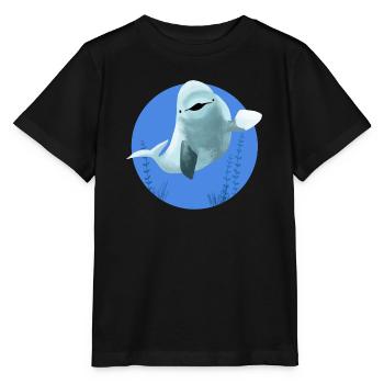 Beluga fröhlich in blauen Kreis - Stanley/Stella Kinder T-Shirt MINI CREATOR  - Schwarz - Vorne - Mikhail (115cm)