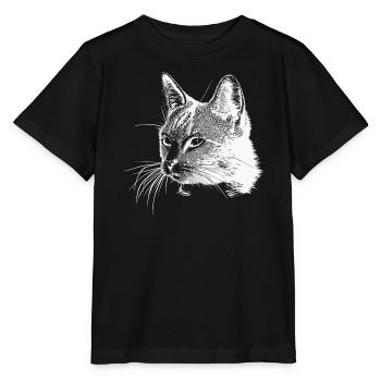 Tête de chat - Blanc - T-shirt bio MINI CREATOR Stanley/Stella Enfant - noir - Devant - Mikhail (115cm)