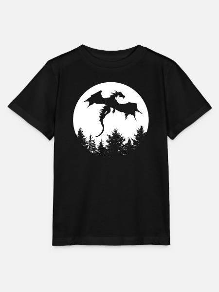 Drache vor Mond in einem Wald - Stanley/Stella Kinder T-Shirt MINI CREATOR  - Schwarz