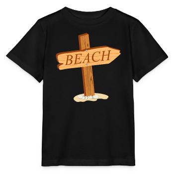 panneau en bois simple - Panneau de signalisation vers la plage - T-shirt bio MINI CREATOR Stanley/Stella Enfant - noir - Devant - Mikhail (115cm)