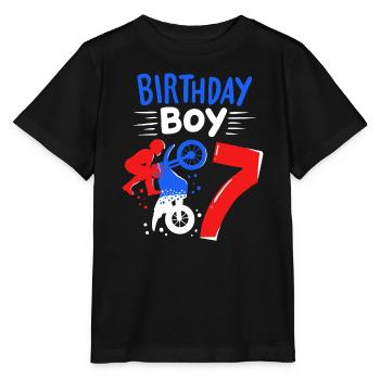 7ème anniversaire Motocross Dirt Bike - T-shirt bio MINI CREATOR Stanley/Stella Enfant - noir - Devant - Mikhail (115cm)