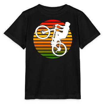 Wheelie wheel cycling gift - Stanley/Stella MINI CREATOR Kids’ T-Shirt - black - Front - Mikhail (115cm)
