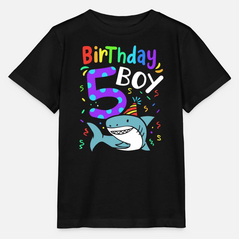 Requin 5e anniversaire - T-shirt bio MINI CREATOR Stanley/Stella Enfant - noir