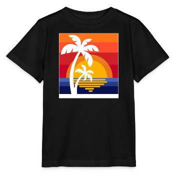 Palm trees Caribbean summer sun beach sea time out - Stanley/Stella MINI CREATOR Kids’ T-Shirt - black - Front - Mikhail (115cm)