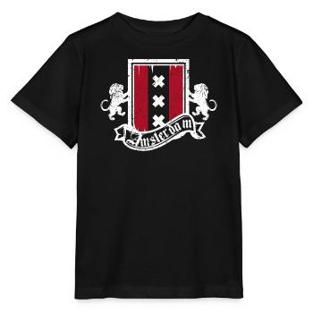 Amsterdam Crest Heraldry Lions - Stanley/Stella Kinder T-Shirt MINI CREATOR  - Schwarz - Vorne - Mikhail (115cm)