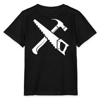 Saw Hammer Tool Symbol Gift Saw Icon - Stanley/Stella MINI CREATOR Kids’ T-Shirt - black - Front - Mikhail (115cm)