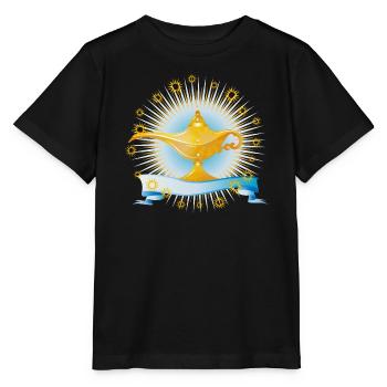strahlende goldene orientalische Wunderlampe - Stanley/Stella Kinder T-Shirt MINI CREATOR  - Schwarz - Vorne - Mikhail (115cm)