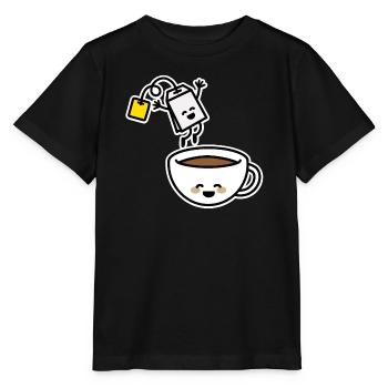 Tea bag tea cup tea drinker tea lover - Stanley/Stella MINI CREATOR Kids’ T-Shirt - black - Front - Mikhail (115cm)