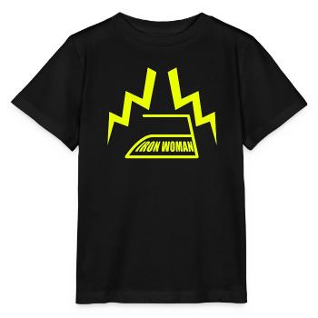 IRON WOMAN Blitz Super Mama Muttertag Geschenk - Stanley/Stella Kinder T-Shirt MINI CREATOR  - Schwarz - Vorne - Mikhail (115cm)