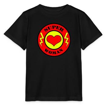 SUPER WOMAN Blitz Super Mama Muttertag Geschenk - Stanley/Stella Kinder T-Shirt MINI CREATOR  - Schwarz - Vorne - Mikhail (115cm)