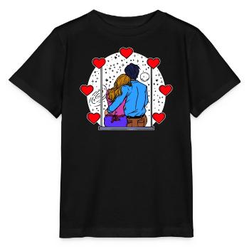 Liebespaar Valentinstag Romantik Herz - Stanley/Stella Kinder T-Shirt MINI CREATOR  - Schwarz - Vorne - Mikhail (115cm)