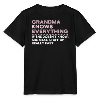 Grandma Knows Everything - Stanley/Stella Kinder T-Shirt MINI CREATOR  - Schwarz - Vorne - Mikhail (115cm)