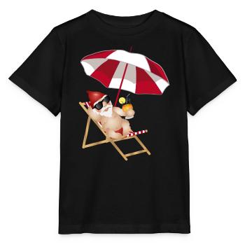 cooler Gartenzwerg im Liegestuhl am Strand - Stanley/Stella Kinder T-Shirt MINI CREATOR  - Schwarz - Vorne - Mikhail (115cm)
