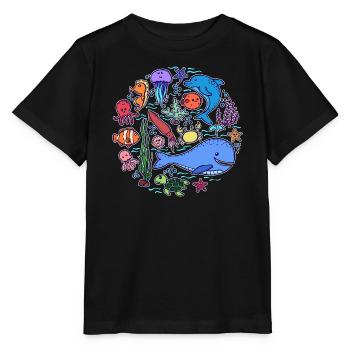 Fish blue whale animal living creatures wildlife - Stanley/Stella MINI CREATOR Kids’ T-Shirt - black - Front - Mikhail (115cm)
