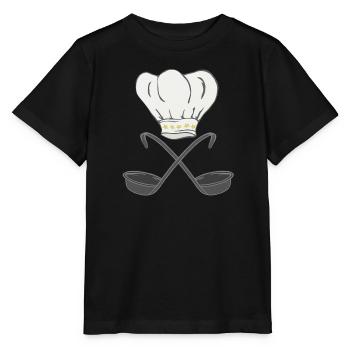 Toque de chef avec louches à soupe, cuisson - T-shirt bio MINI CREATOR Stanley/Stella Enfant - noir - Devant - Mikhail (115cm)