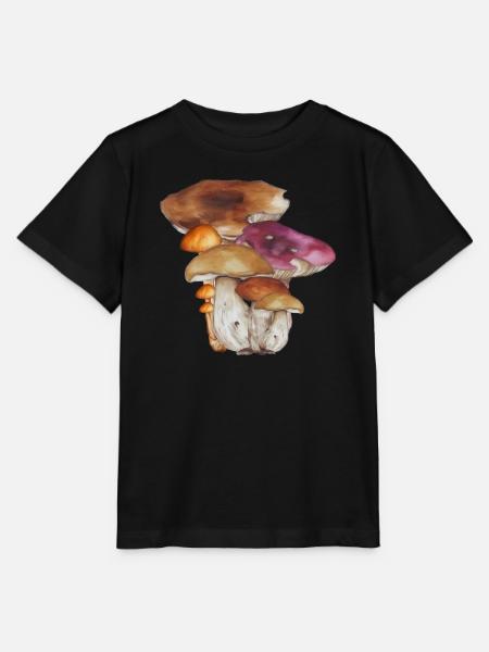 Aquarell Waldpilze Kolonie - Stanley/Stella Kinder T-Shirt MINI CREATOR - Schwarz