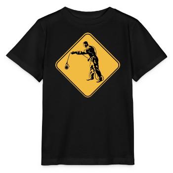 Panneau attention pêche à l'aimant idée cadeau - T-shirt bio MINI CREATOR Stanley/Stella Enfant - noir - Devant - Mikhail (115cm)