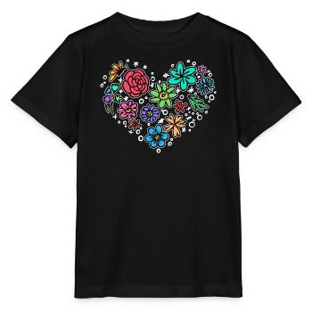 Natur Herz Blühen - Stanley/Stella Kinder T-Shirt MINI CREATOR  - Schwarz - Vorne - Mikhail (115cm)