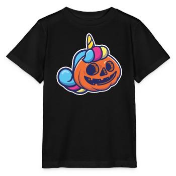 Lanterne Citrouille en Licorne Humour Halloween - T-shirt bio MINI CREATOR Stanley/Stella Enfant - noir - Devant - Mikhail (115cm)