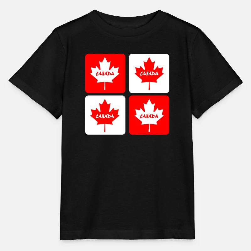 Drapeaux en feuille d'érable du Canada - T-shirt bio MINI CREATOR Stanley/Stella Enfant - noir
