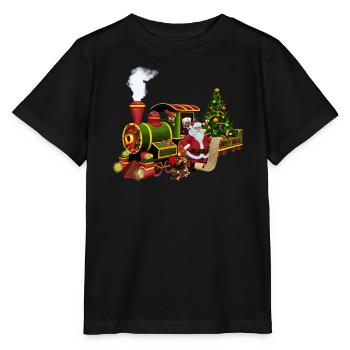 Santa avec un train - T-shirt bio MINI CREATOR Stanley/Stella Enfant - noir - Devant - Mikhail (115cm)