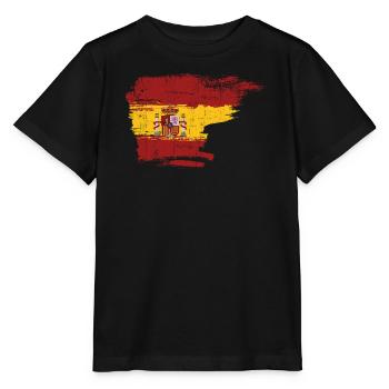 Pinselstrichwappen der spanischen Flagge - Stanley/Stella Kinder T-Shirt MINI CREATOR  - Schwarz - Vorne - Mikhail (115cm)