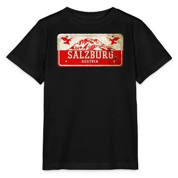 Enseigne vintage Salzbourg Autriche - T-shirt bio MINI CREATOR Stanley/Stella Enfant - noir - Devant - Mikhail (115cm)