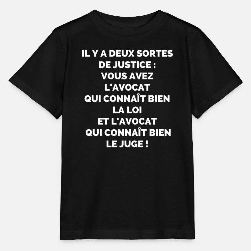 Il y a Deux Sortes de Justice - Humour Avocat - T-shirt bio MINI CREATOR Stanley/Stella Enfant - noir