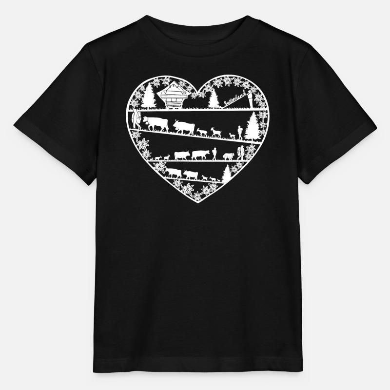 Herz mit Alpaufzug weiss - Stanley/Stella Kinder T-Shirt MINI CREATOR  - Schwarz